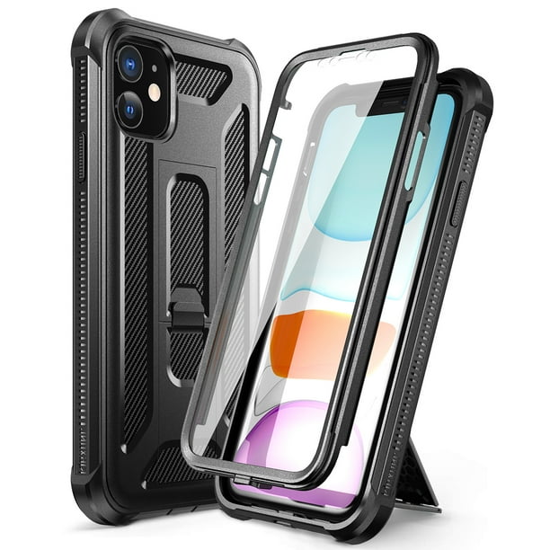 Purple Dexnor iPhone 11 Case with Screen Protector and Kickstand Military Grade Shockproof Armor Heavy Duty Dual Layer 360 Full Body Protective Rugged Cover Bumper Case for iPhone 11 6.1 inch